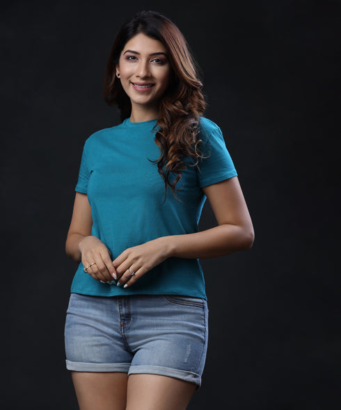 Blue Basic Crew Neck Tshirt